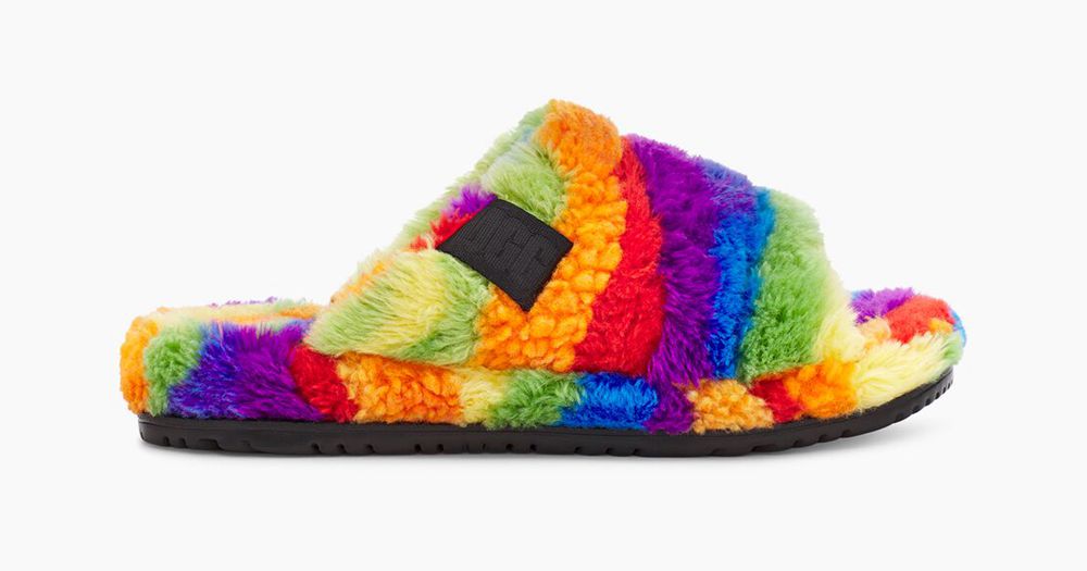 Ugg Slipper Womens - Ugg Fluff You Cali Collage Rainbow - 638ZISYOB